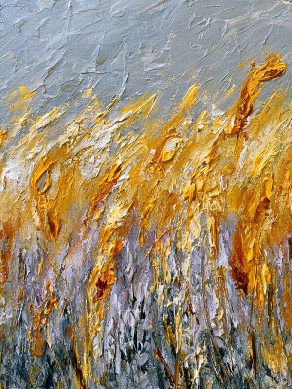 Teksturirana canvas slika zlato pšeničnog polja impasto