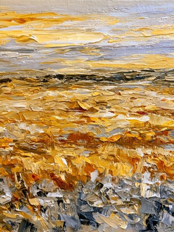 Teksturirana canvas slika zlatnog pšeničnog polja impasto tehnika