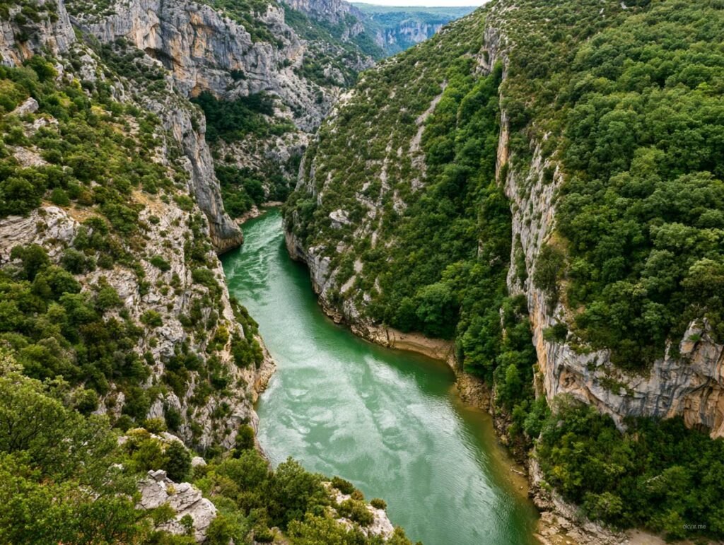 Zelena rijeka teče kroz vapnenačni kanjon sa šumskom vegetacijom