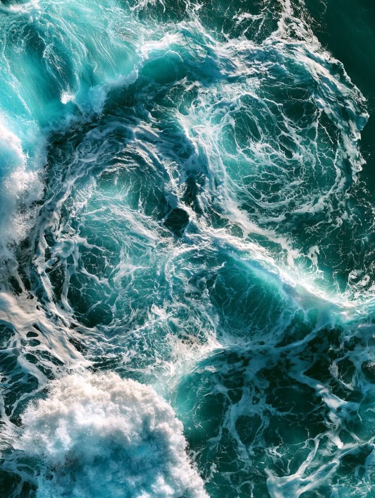 Tirkizni ocean talasi pjena iz ptičje perspektive